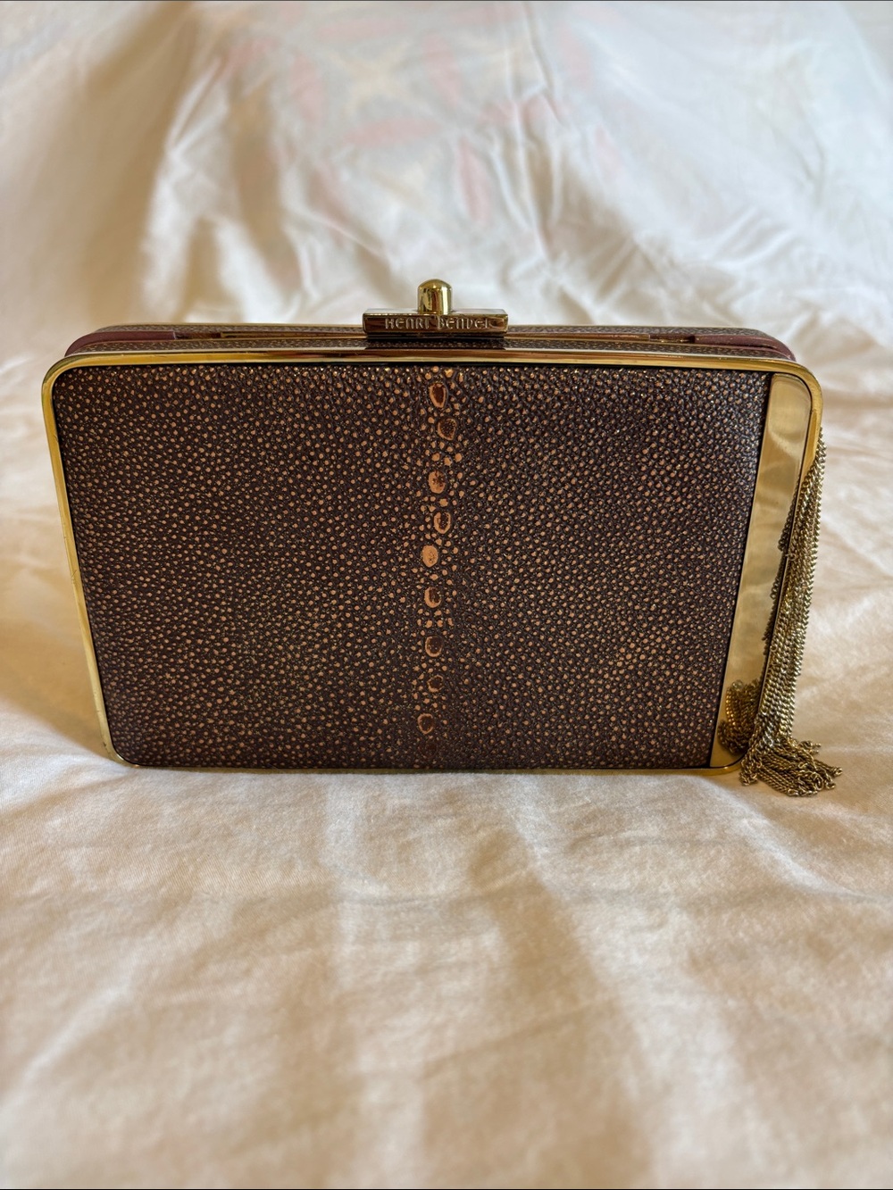 Henri Bendel Stingray Embossed Box Clutch/ Crossbody RARE